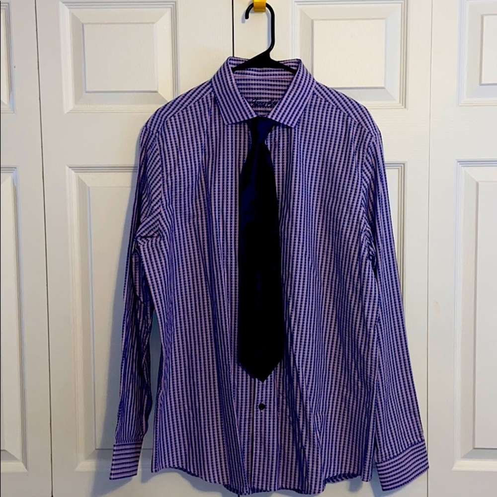 Tasso Elba purple and blue dress shirt